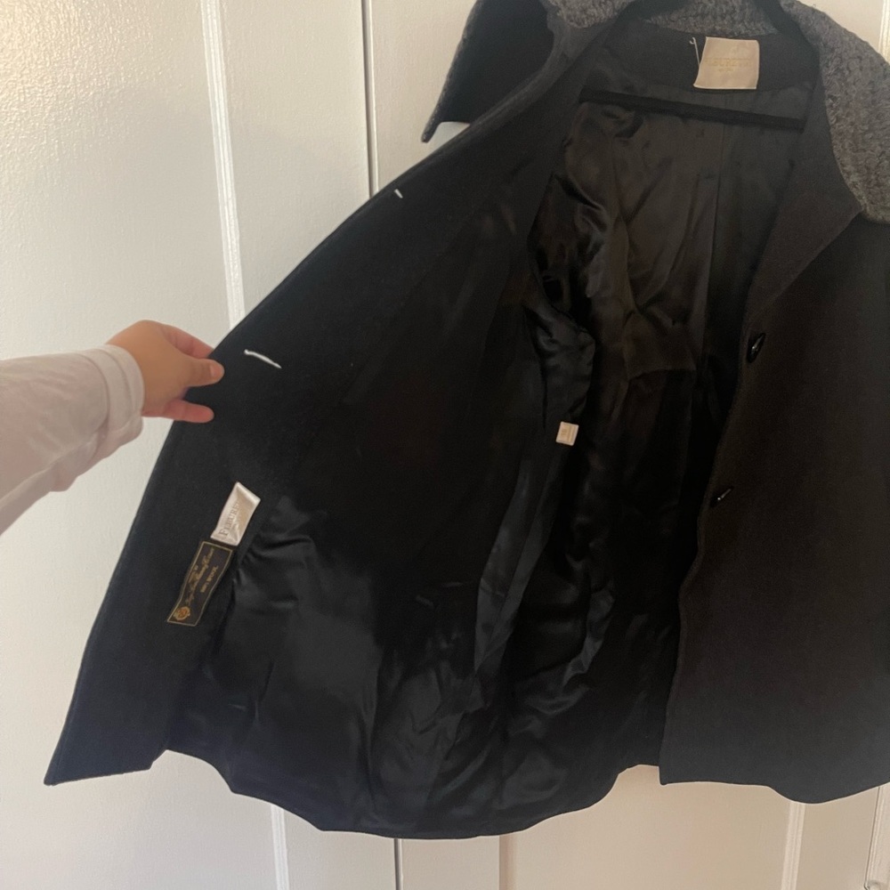 FLEURETTE Loro Piana Dark Gray Alpaca and Wool Pea Coat Made in the USA - Picture 10 of 16